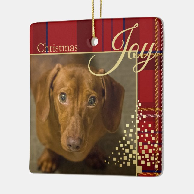 Holiday Plaid Multi Photo Ceramic Ornament (Left)