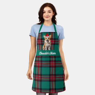 Holiday Plaid Pembroke Welsh Corgi Dog Christmas Apron