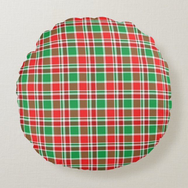 Holiday Plaid Round Cushion (Front)
