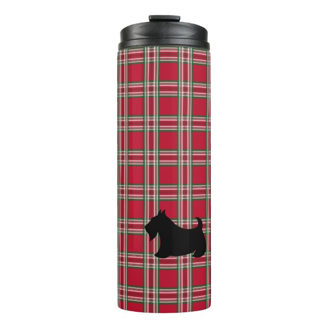 Holiday Plaid Scottish Terrier Coffee Tumbler (Front)