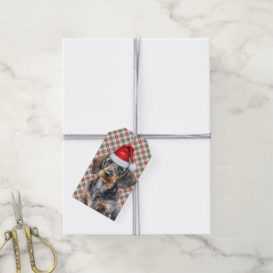 Holiday Plaid Wire Hair Dachshund Dog Christmas Gift Tags
