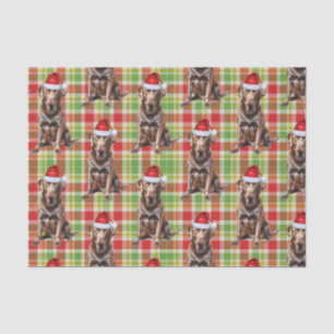 Holiday Plaid with Chocolate Lab Dog Christmas Tissue Paper