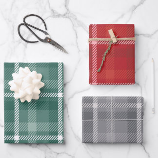 Holiday Plaid Wrapping Paper Set