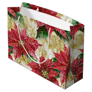 Holiday Poinsettia Large Gift Bag