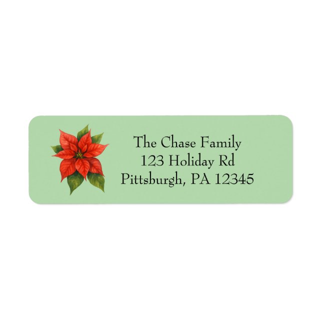 Holiday Poinsettia return address (Front)