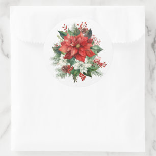 Holiday Poinsettia Stickers