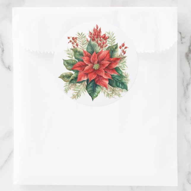 Holiday Poinsettia Stickers (Bag)
