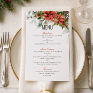 Holiday Poinsettia Wedding 4.5" x 6.25" Menu
