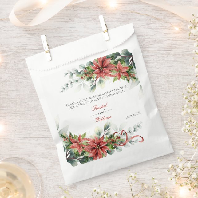 Holiday Poinsettia Wedding Favour Bags (Clipped)