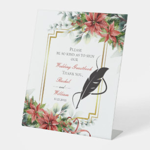 Holiday Poinsettia Wedding Guestbook Sign