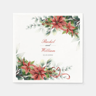 Holiday Poinsettia Wedding Paper Napkins