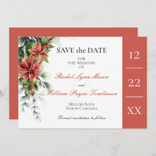 Holiday Poinsettia Wedding Save the Date Card