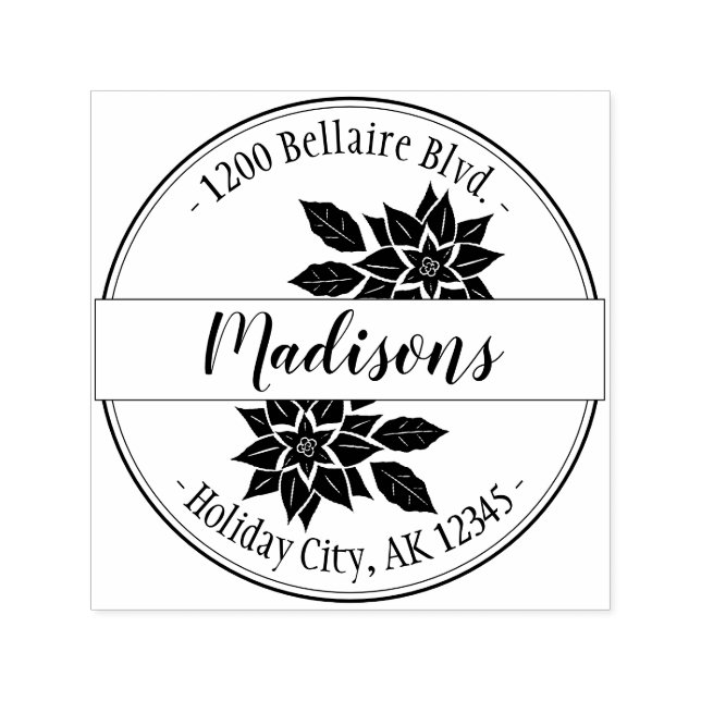 Holiday Poinsettias Return Address Self-inking Stamp (Design)