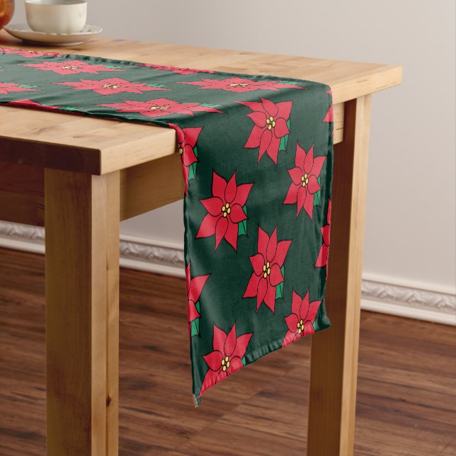 Holiday Poinsettias Table Runner (In Situ)