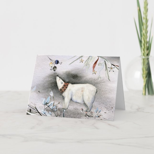 Holiday Polar Bear Greeting Card (Front)