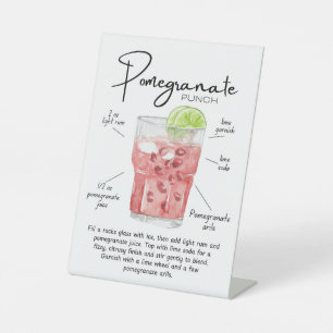 Holiday Pomegranate Punch Cocktail Bar Sign