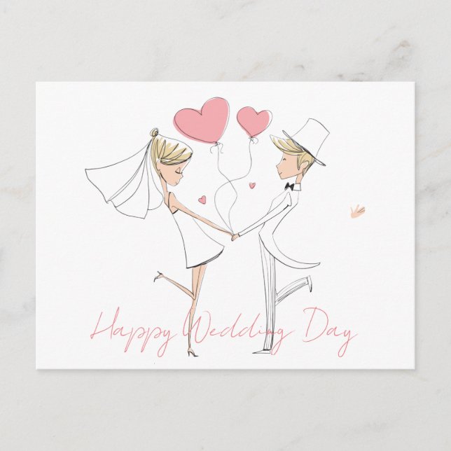 Holiday Postcard Happy Wedding Day (Front)