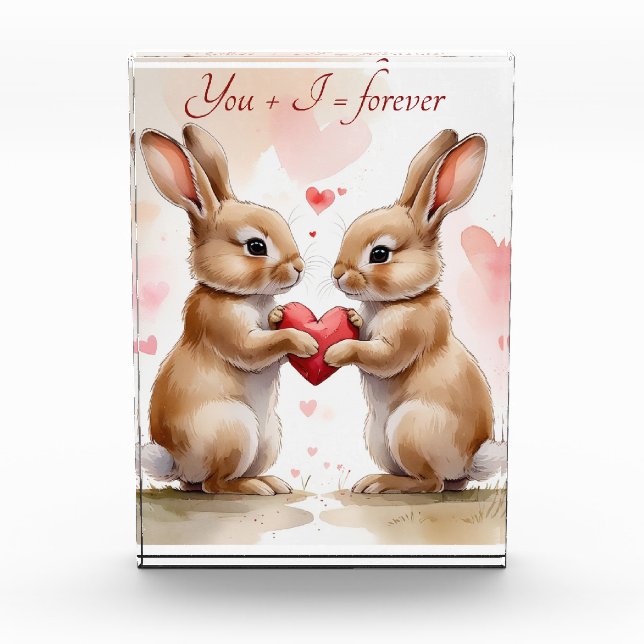 Holiday Postcard Romantic Bunny Card Photo Block (Front)