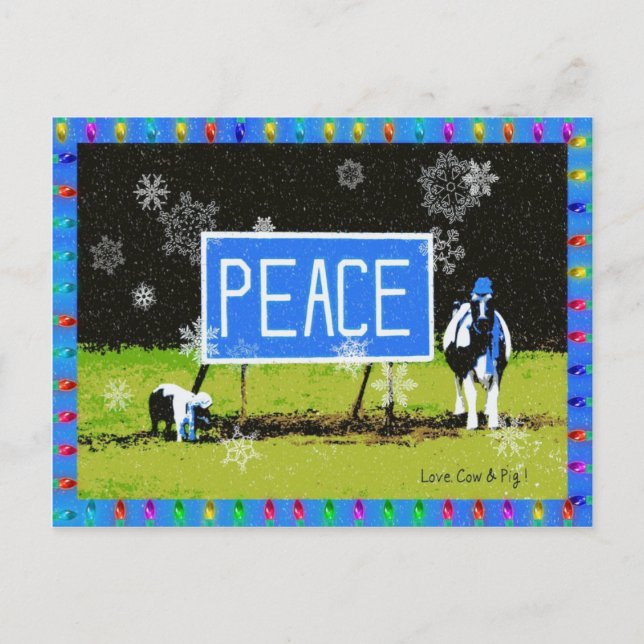 Holiday Postcard with Cow and Pig (Front)