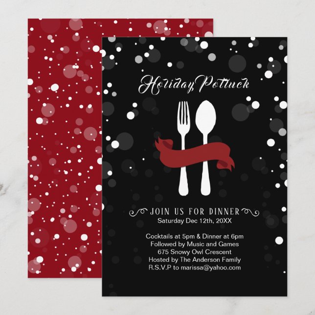 Holiday Potluck Dinner Invitation (Front/Back)