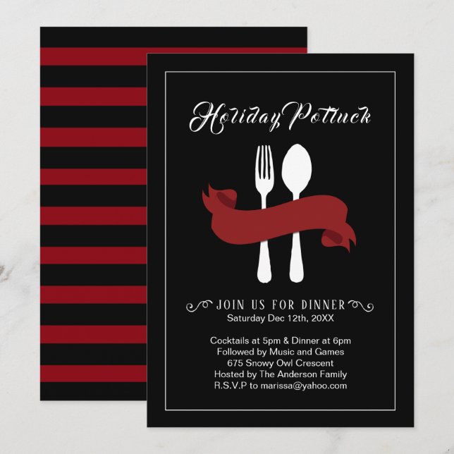 Holiday Potluck Dinner Invitation (Front/Back)