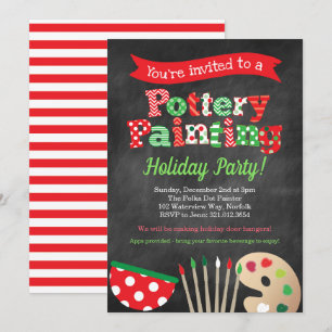 Holiday Pottery Painting Party Invitation