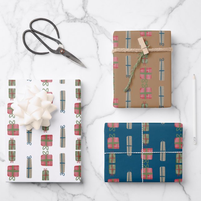 Holiday Presents Wrapping Paper | 3 Sheet set (Creator Uploaded)