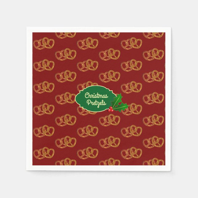 Holiday Pretzel Nibbles - Christmas party own text Napkin (Front)