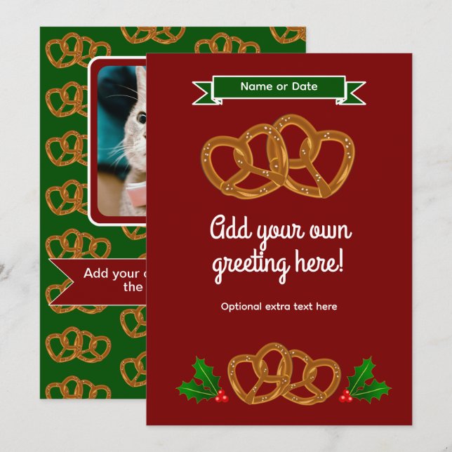 Holiday Pretzels in Red & Green - own text / photo (Front/Back)