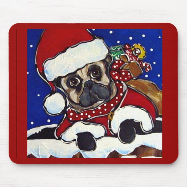Holiday Pug Mouse Mat (Front)