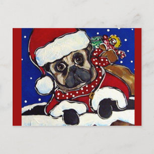 Holiday Pug Postcard
