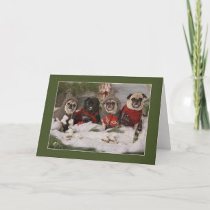 Holiday Pug Skating Party Card