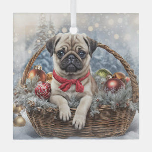 Holiday Pug with Ornaments Cute