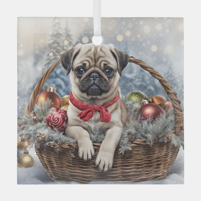 Holiday Pug with Ornaments Cute (Front)