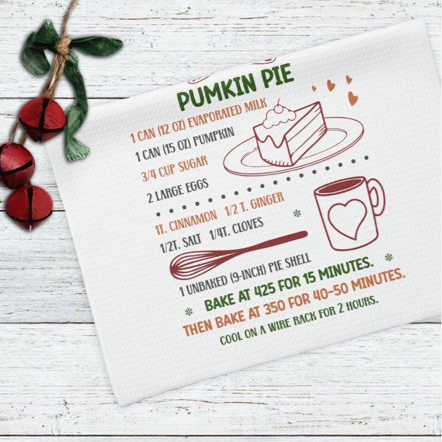 Holiday Pumpkin Pie Recipe Christmas Tea Towel (Creator Uploaded)