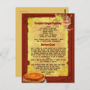 HOLIDAY PUMPKIN PUDDING RECIPE   Postcard