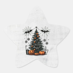 Holiday Pumpkin Tree Star Sticker
