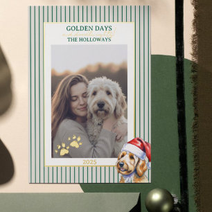 Holiday Pun Watercolor Golden Doodle Foil Card