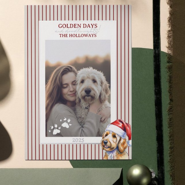 Holiday Pun Watercolor Golden Doodle Foil Card (Send Paw-liday Greetings with this Holiday Pun Watercolor Golden Doodle Foil Card! )