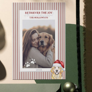 Holiday Pun Watercolor Golden Retriever Foil Card