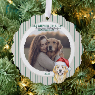 Holiday Pun Watercolor Golden Retriever Tree Decoration Card
