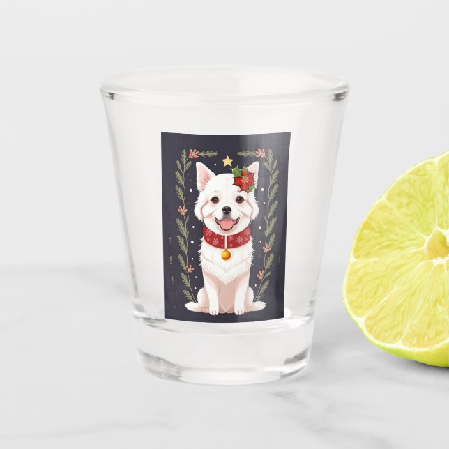 Holiday Puppy Shot Glass (Front)