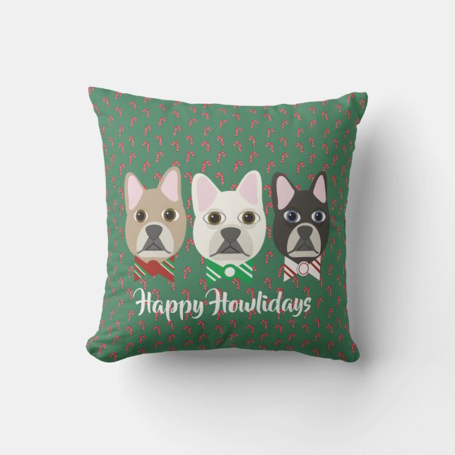 Holiday Pups Candy Cane Cushion (Front)