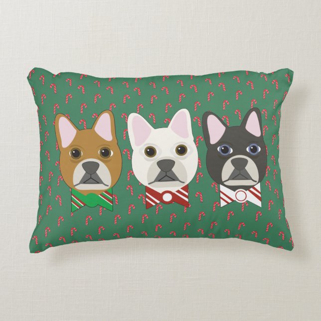Holiday Pups Candy Cane Decorative Cushion (Front)