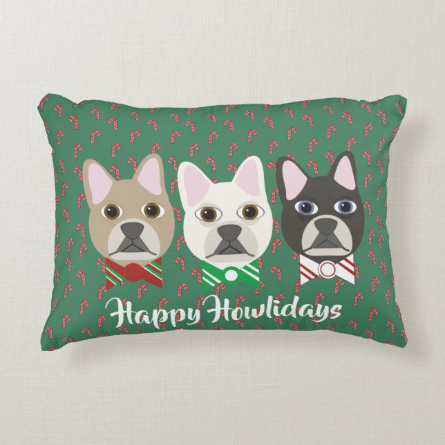 Holiday Pups Candy Cane Decorative Cushion (Front)