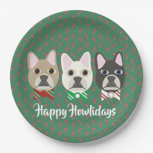 Holiday Pups Candy Cane Paper Plate