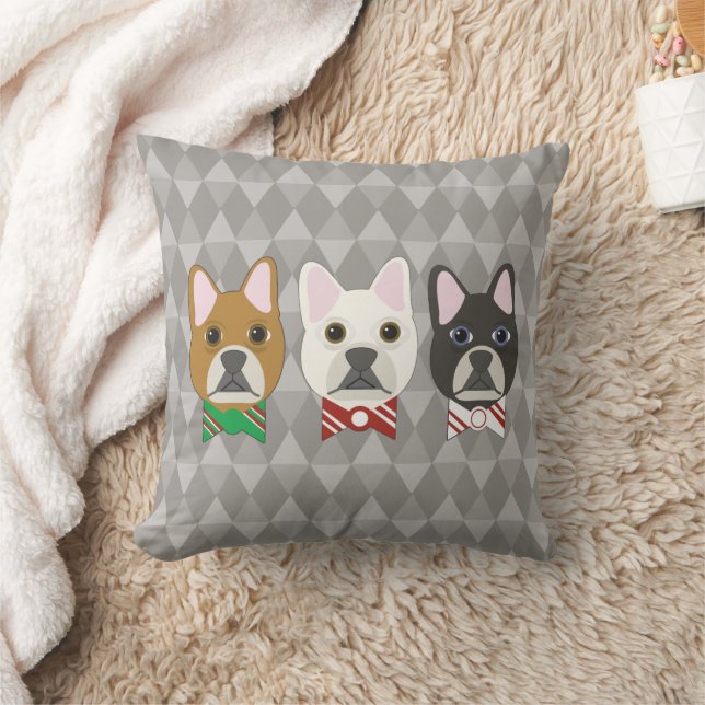 Holiday Pups Gray Diamond Cushion (Blanket)
