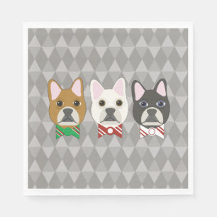 Holiday Pups Gray Diamond Napkin