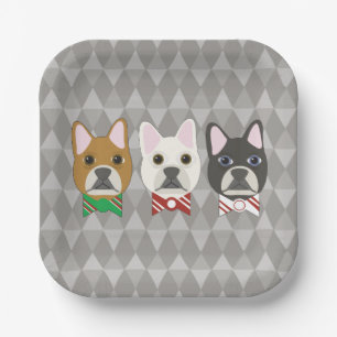 Holiday Pups Gray Diamond Paper Plate