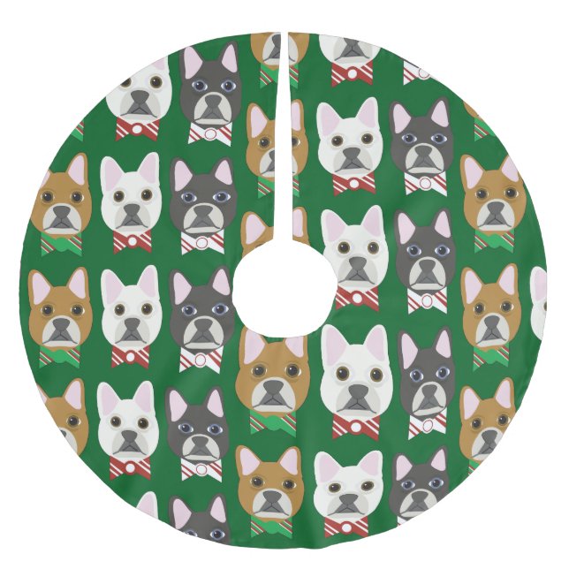 Holiday Pups Green Brushed Polyester Tree Skirt (Front)